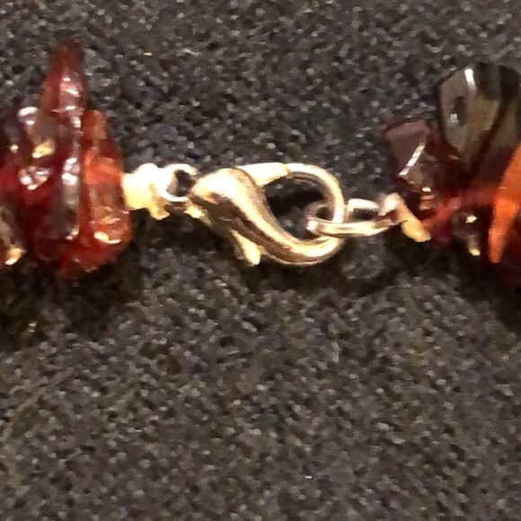 VTG Garnet /Blue Gold Stone 925 Sterling Silver Clasp Necklace. New Condition. - Picture 15 of 15